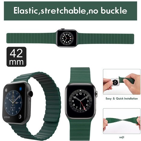 Set 3 Curele iUni compatibile cu Apple Watch 1/2/3/4/5/6/7, 42mm, Silicon, Red, Green, Turquoise/Blu