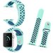 Set 3 Curele iUni compatibile cu Apple Watch 1/2/3/4/5/6/7, 44mm, Silicon, Red, Green, Turquoise/Blu